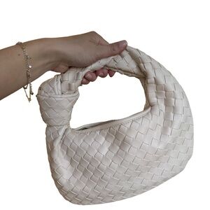 Elegant Cream Woven Handbag